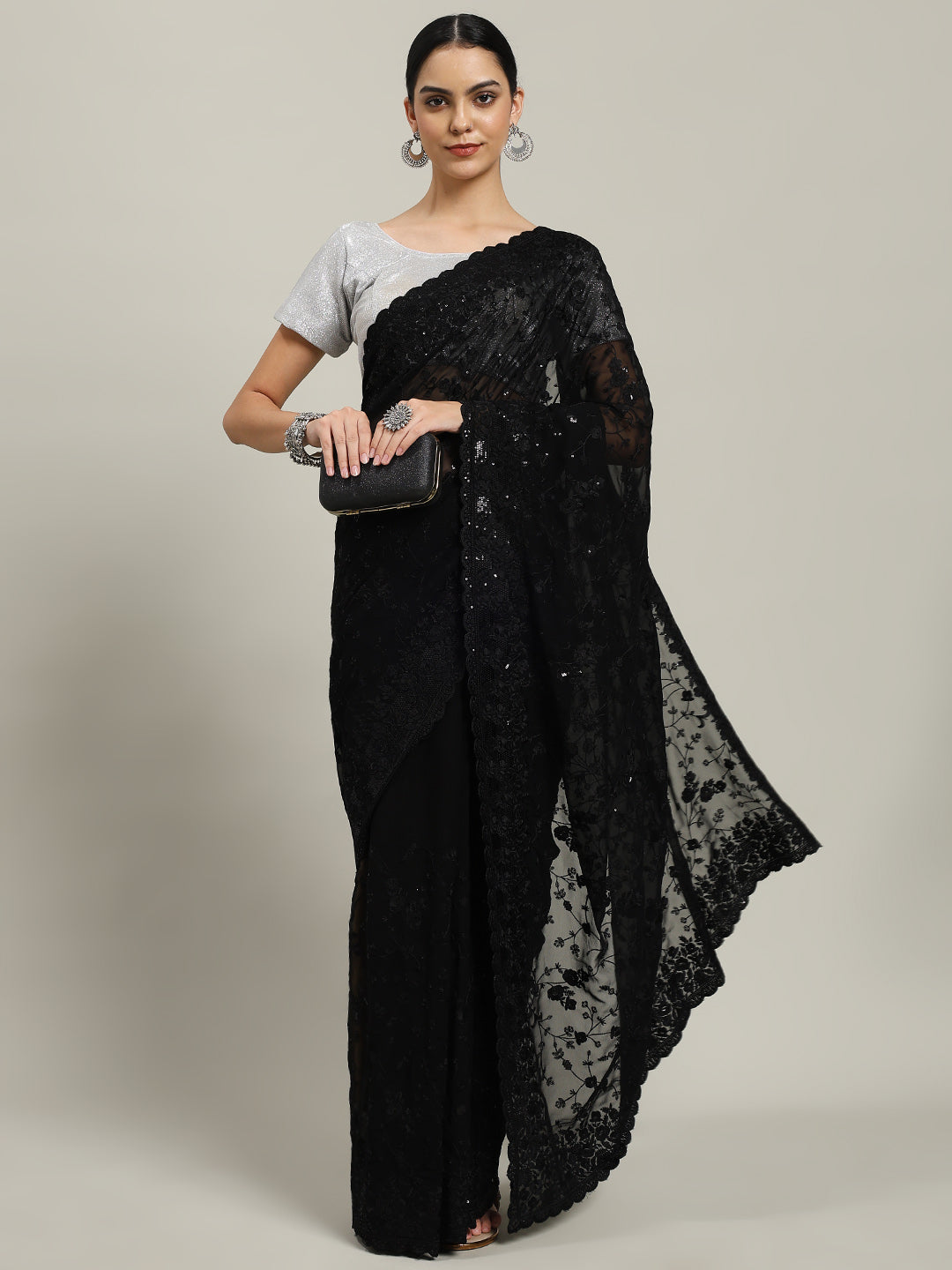Resham Embroidered Georgette Saree