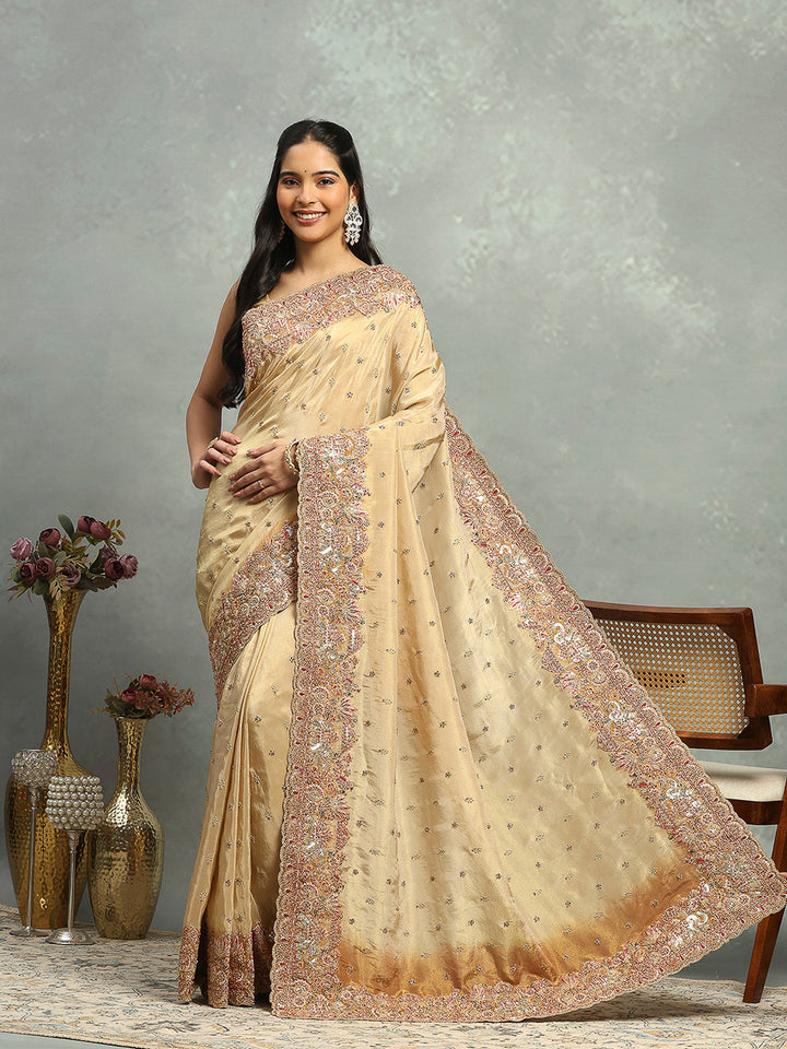 Zari Jaal &amp; Sequin Embroidered Banarasi Saree