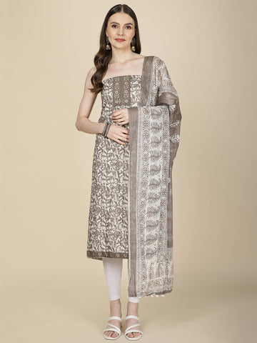 Neck Patti Printed Cotton Unstitched Suit Piece With Dupatta