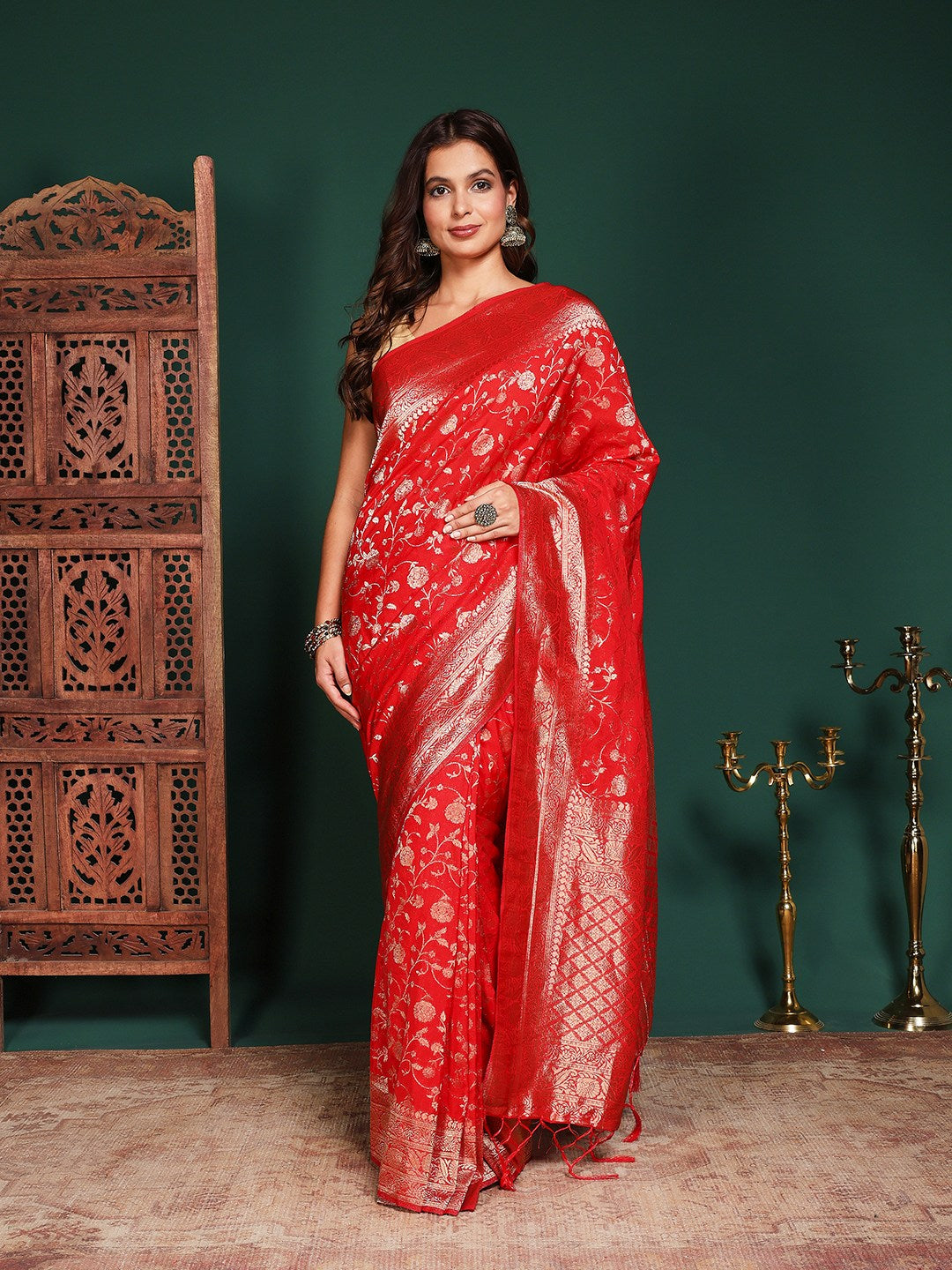 Plain Crepe Saree