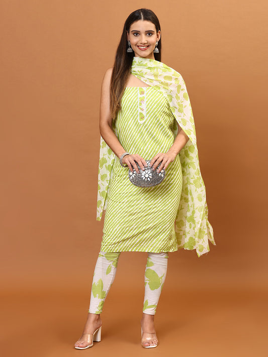 Neck Patti Printed Cotton Unstitched Suit Piece With Dupatta