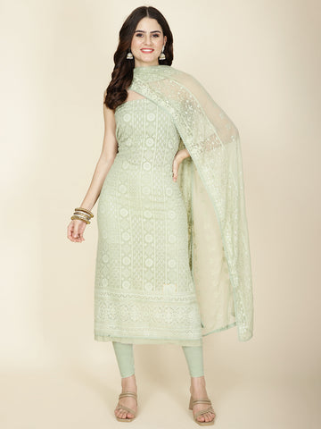 All Over Embroidery Georgette Unstitched Suit Piece With Dupatta