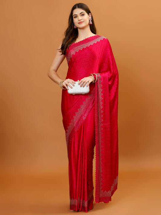 Stone Work Chinon Woven Saree