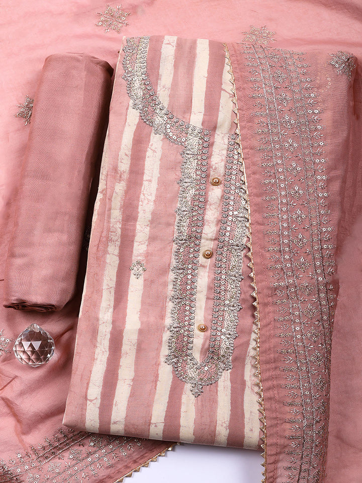 Sequence Work Chanderi Unstitched Suit With Dupatta