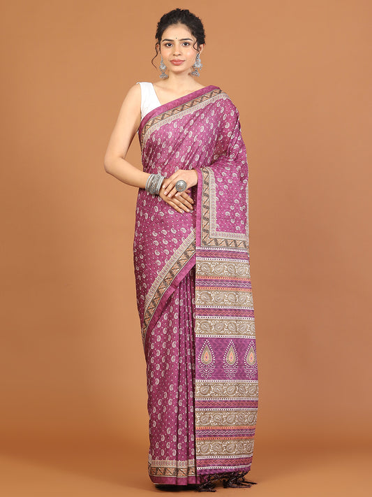 Digital Printed Tussar Woven Saree