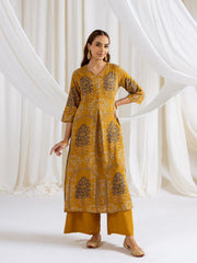 Printed Cotton Blend Kurta With Pants