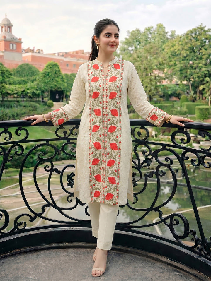 Printed Cotton Blend Kurta Set