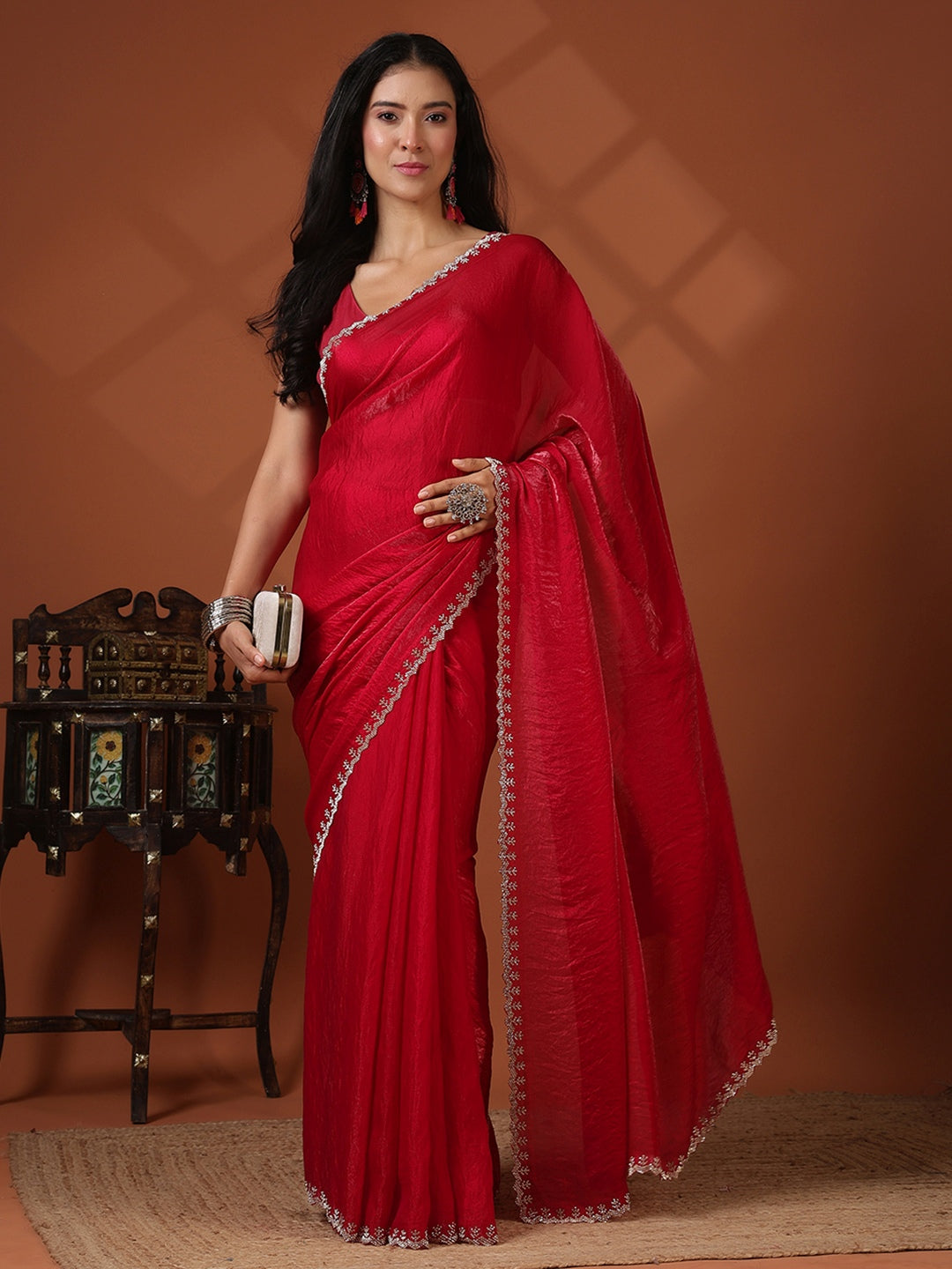 Embroidered Organza Saree