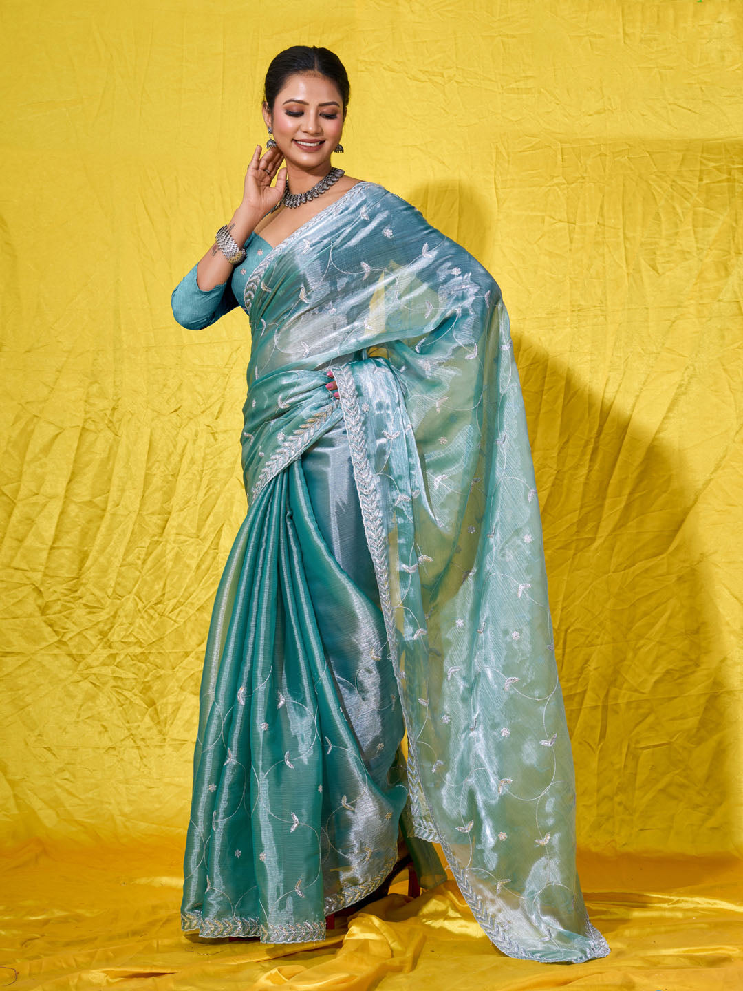 Embroidered Chiffon Saree