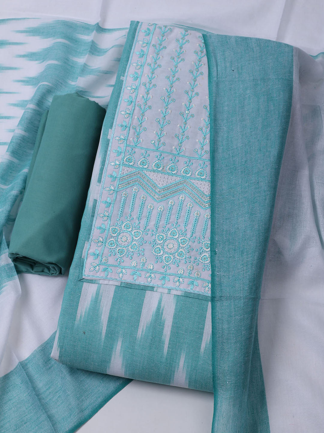 Printed Cotton Blend Unstitched Suit With Dupatta