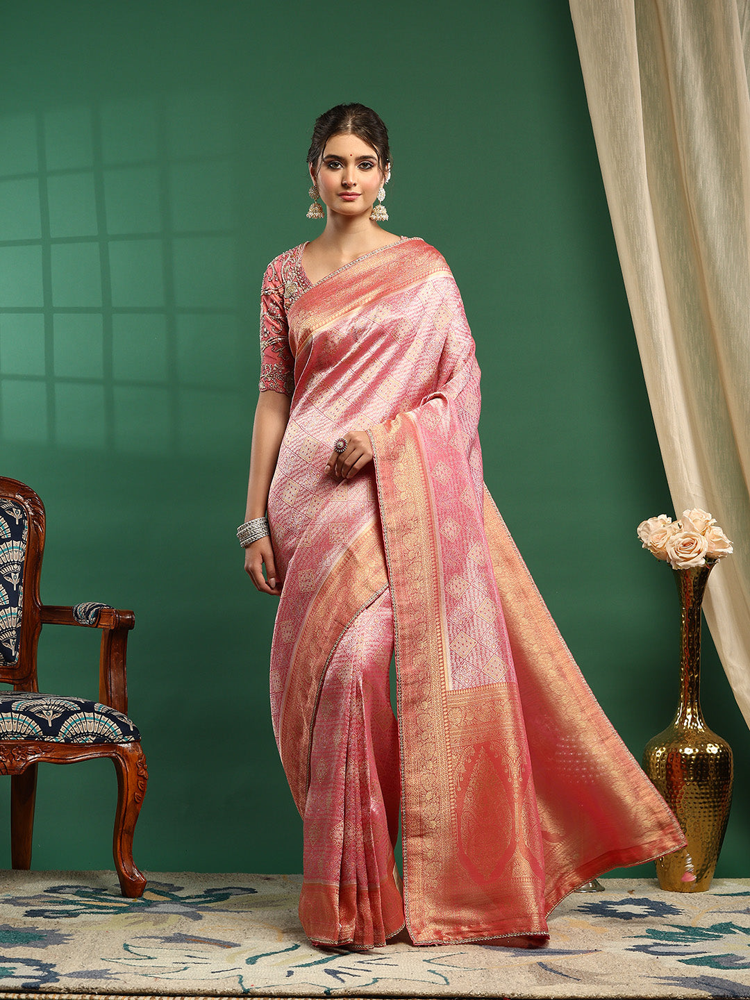 Embroidered Dola Silk Saree