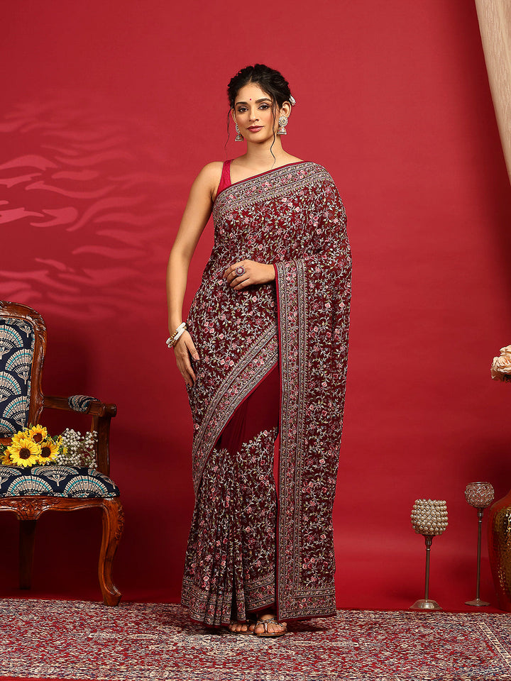 Embroidered Georgette Saree