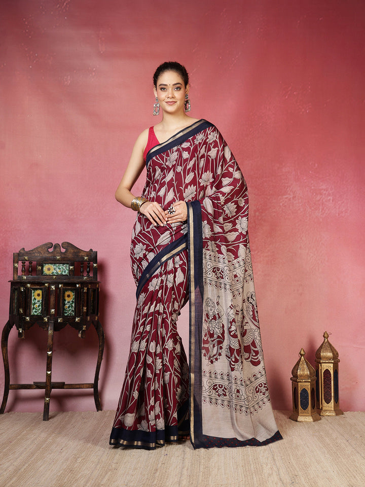Floral Printed Art Silk Saree