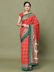 Bandhani Printed Art Silk Woven Saree