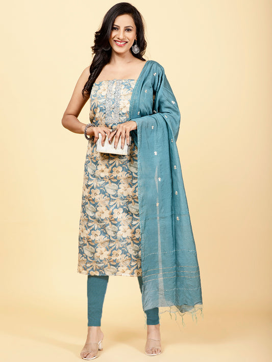 Printed Cotton Unstitched Suit Piece With Dupatta 1080