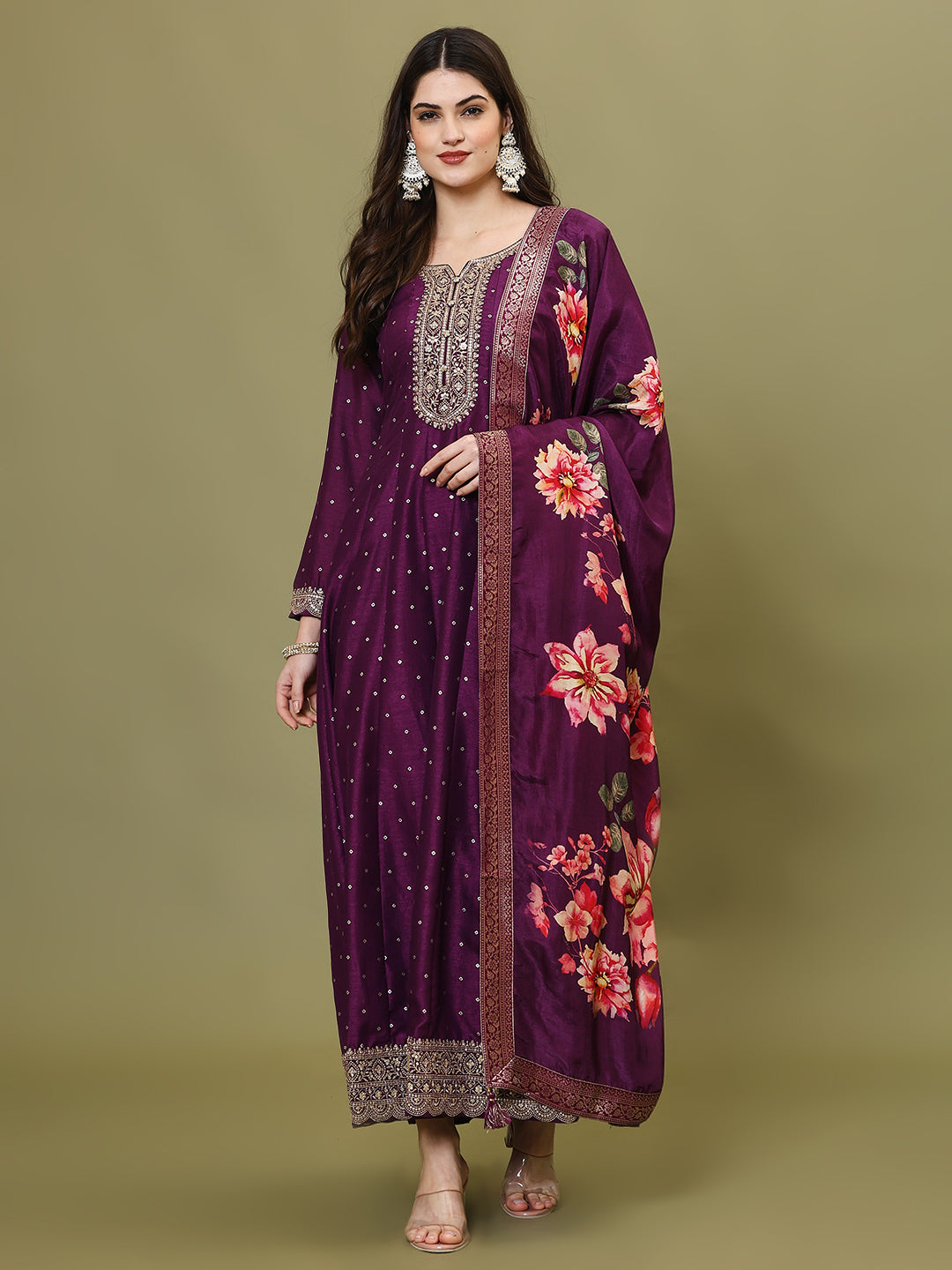 Zari Embroidery Handloom Kurta & Dupatta