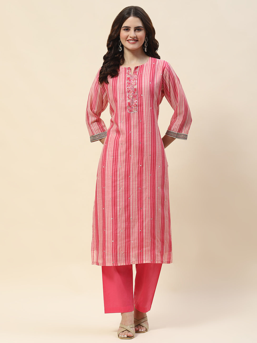 Printed Chanderi Kurta Set