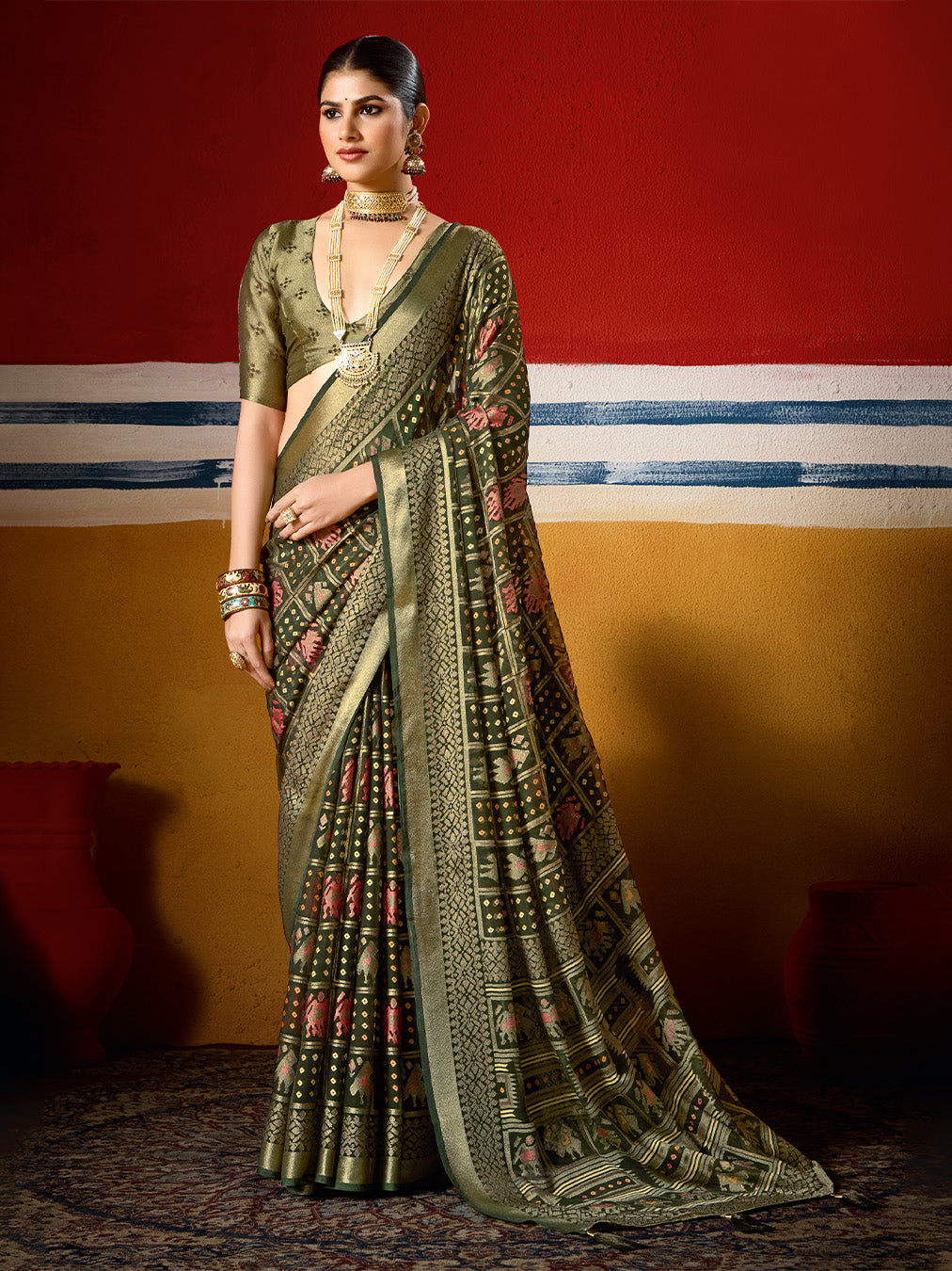 Abstract Print Georgette Saree