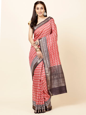 Digital Abstract Printed Cotton Saree