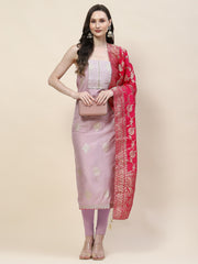 Floral Woven Chanderi Unstitched Suit Piece With Dupatta