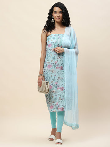 Neck Patti Cotton Unstitched Suit With Dupatta