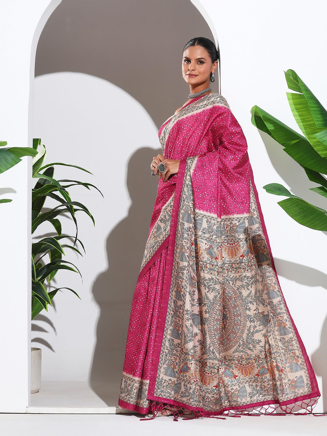 Printed Tussar Silk Saree