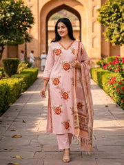 Printed Cotton Blend Kurta With Pant