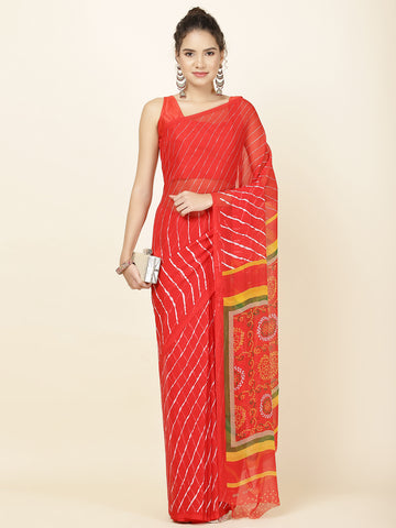 Leheriya Printed Georgette Woven Saree