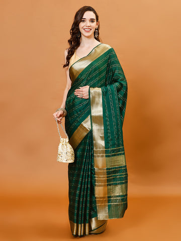 Plain Zari Border Organza Saree