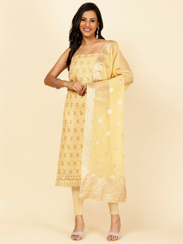 Embroidered Organza Unstitched Suit Piece With Dupatta