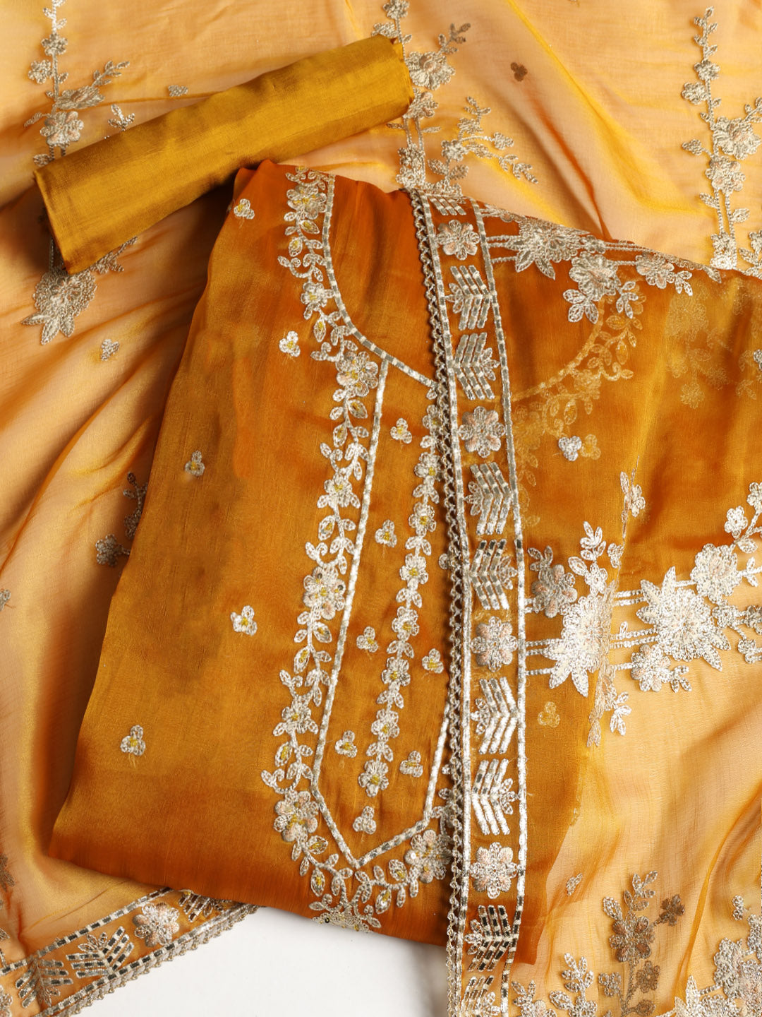 Embroidered Organza Unstitched Suit With Dupatta