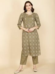 Abstract Printed Cotton Kurta With Pants