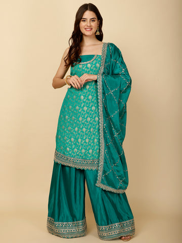 Woven Crepe Unstitched Suit Piece With Dupatta