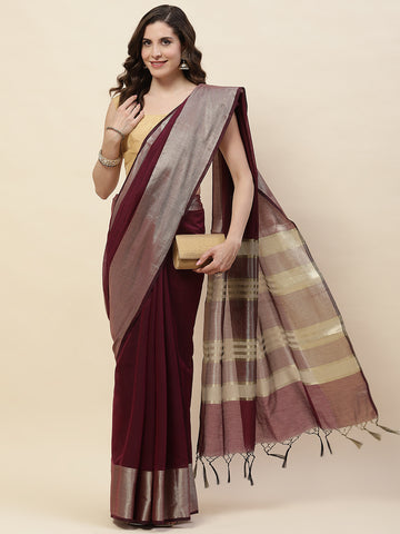 Zari Border Cotton Woven Saree