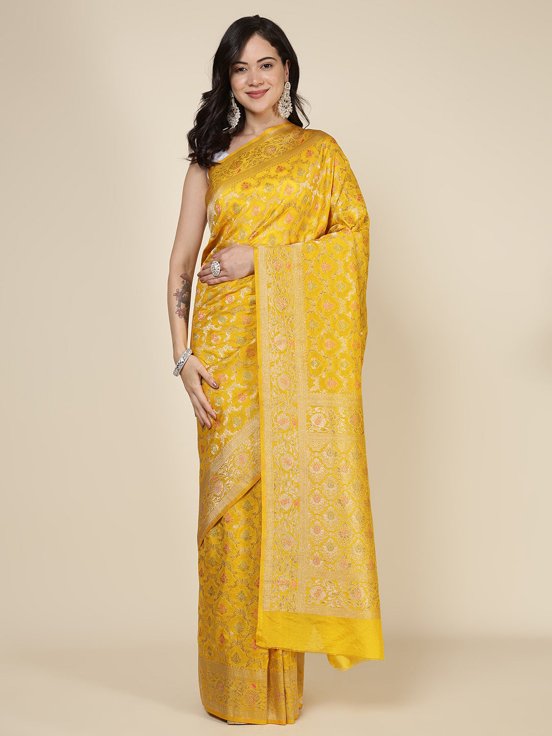 Border Zari Jaal Art Silk Woven Saree