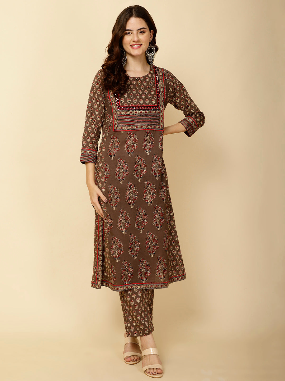 Floral Printed Cotton Kurta With Pants