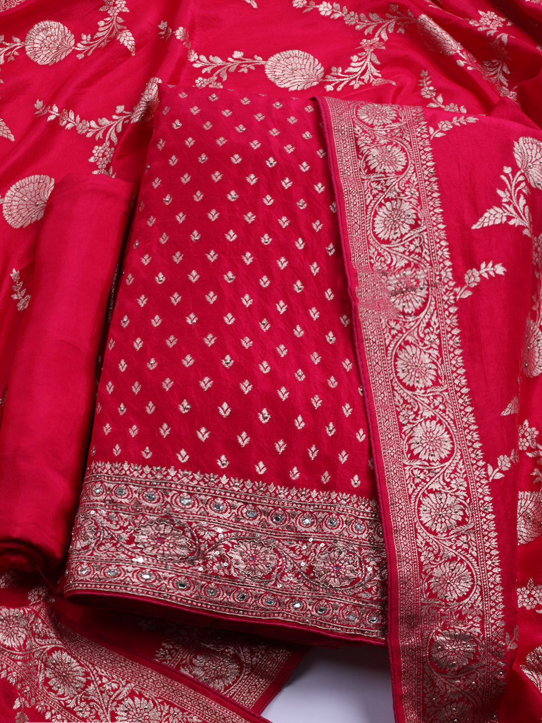 Banarasi Art Silk Unstitched Suit With Dupatta