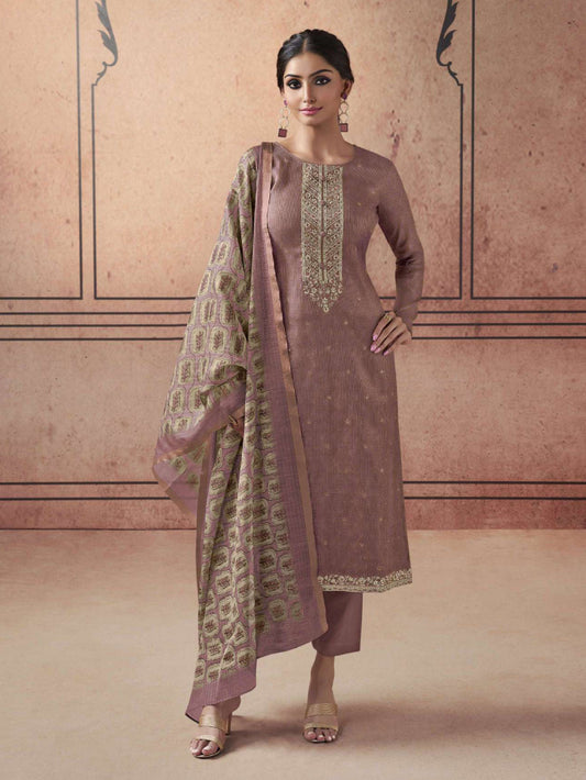 Neck Embroidery Cotton Blend Unstitched Suit With Dupatta