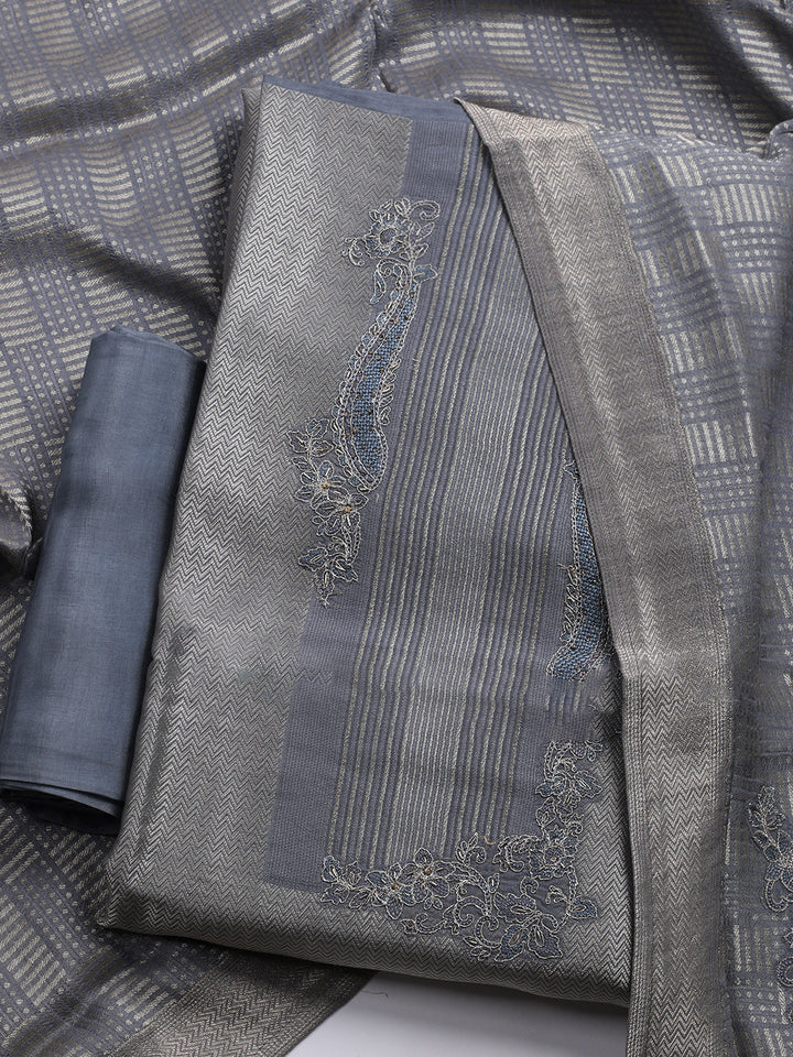 Woven Design Tissue Unstitched Suit With Dupatta