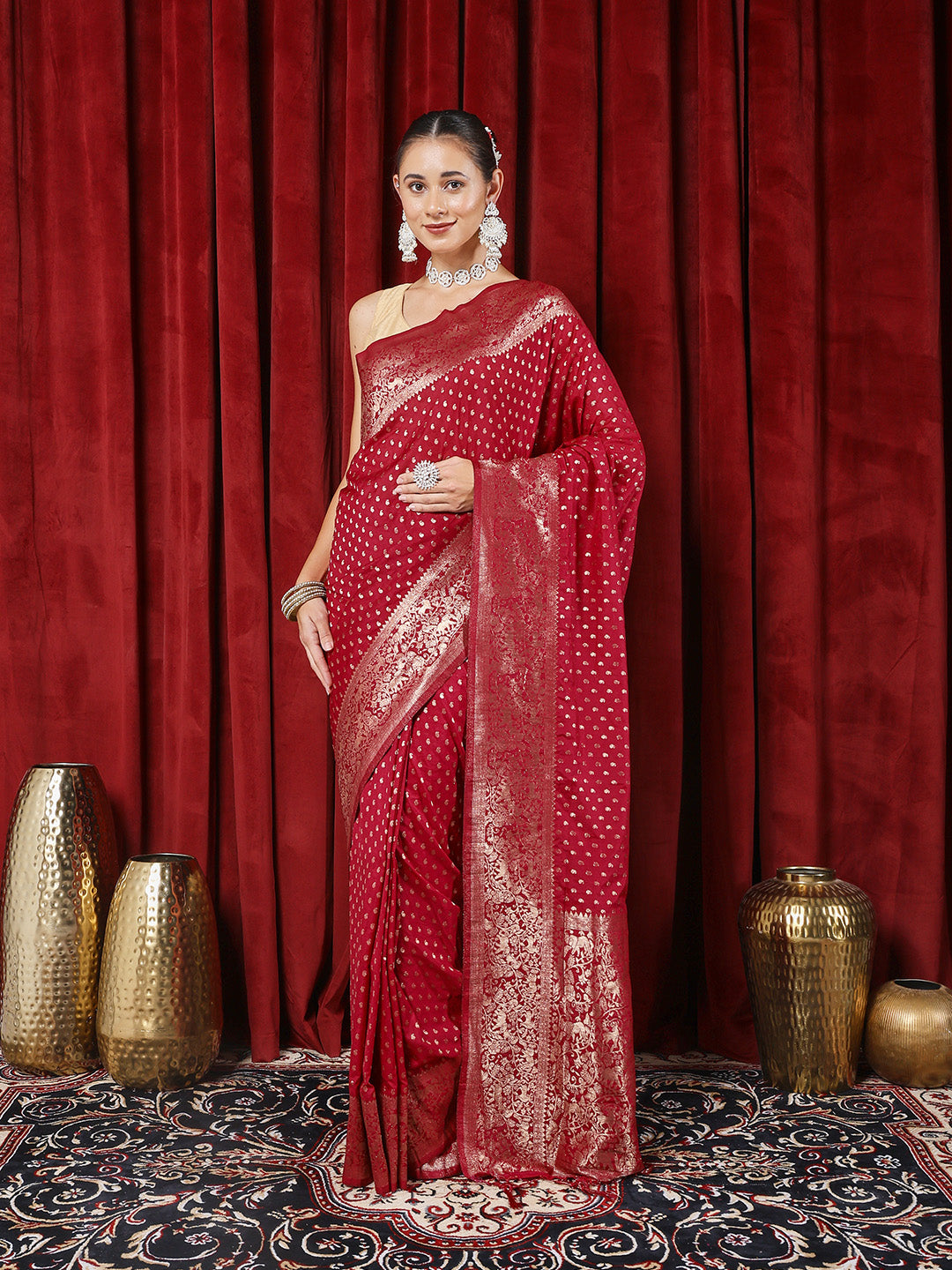 Zaari Jaal Crepe Saree