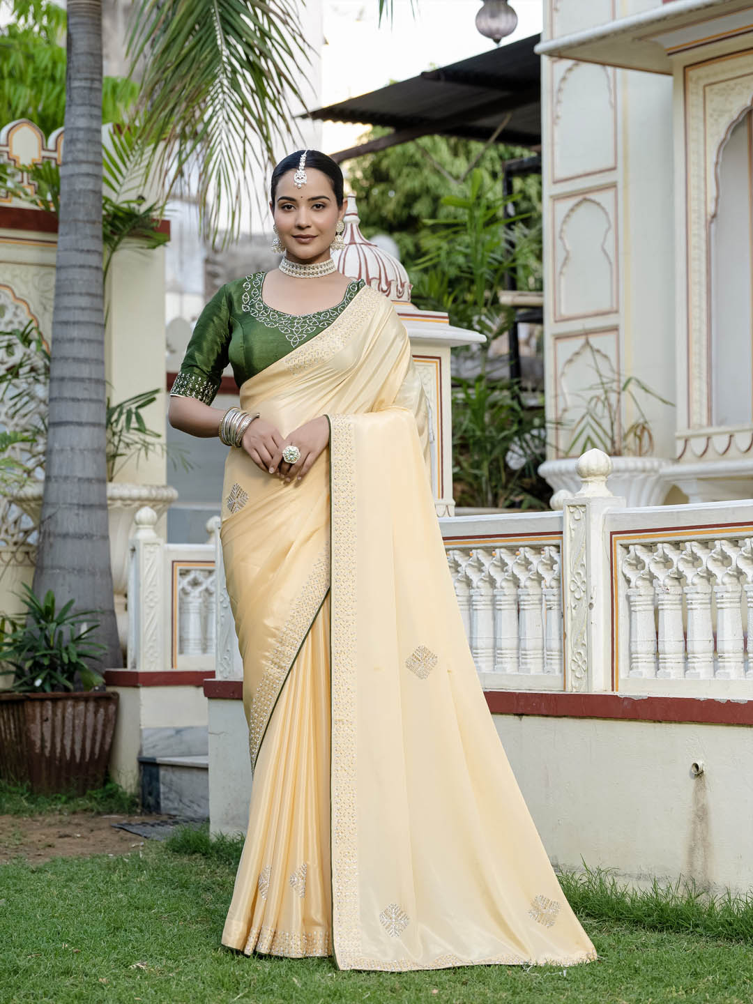 Sequence Embroidery Art Silk Saree