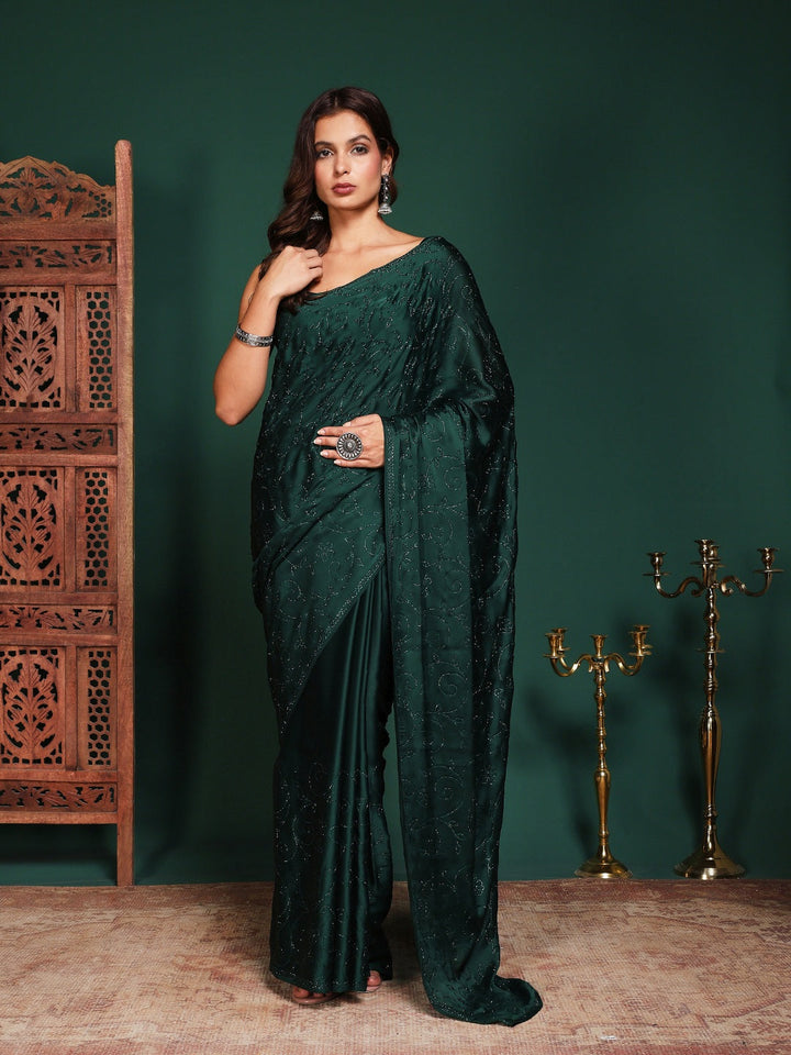 Embroidered Satin Saree