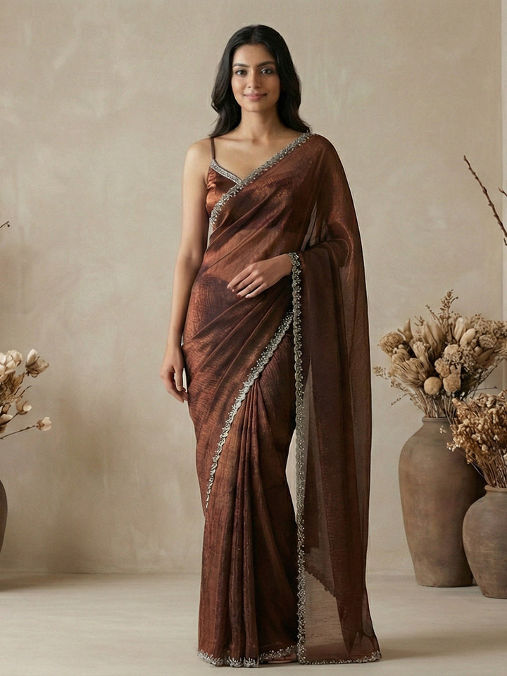 Embroidered Organza Saree
