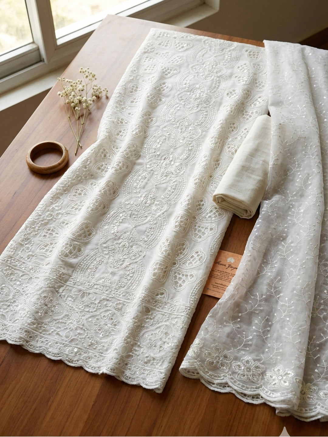 Embroidered Cotton Blend Unstitched Suit With Pant &amp; Dupatta