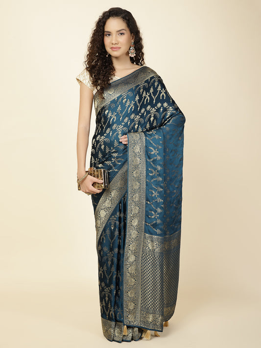 Zari Jaal Woven Satin Saree