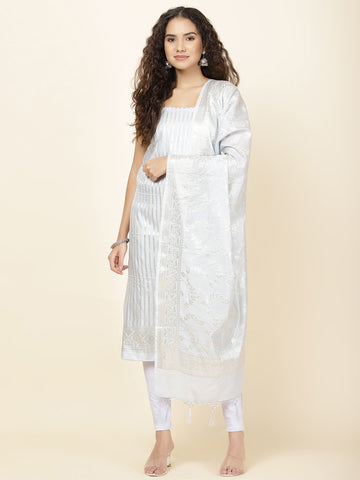 Woven Chanderi Unstitched Suit With Dupatta