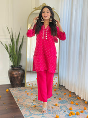 Cotton Blend Kurta With Pants