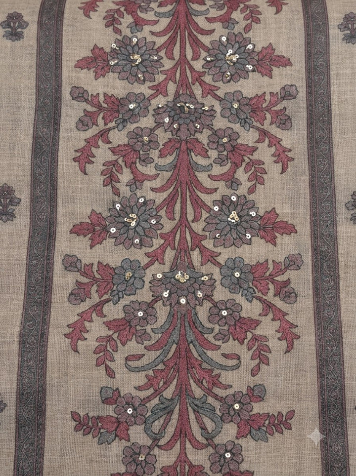 Onion Pink Linen Blend Printed Unstitched Dress Material