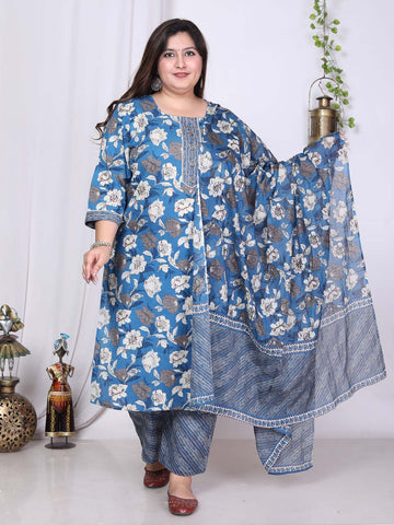Floral Printed Cotton Suit for Women