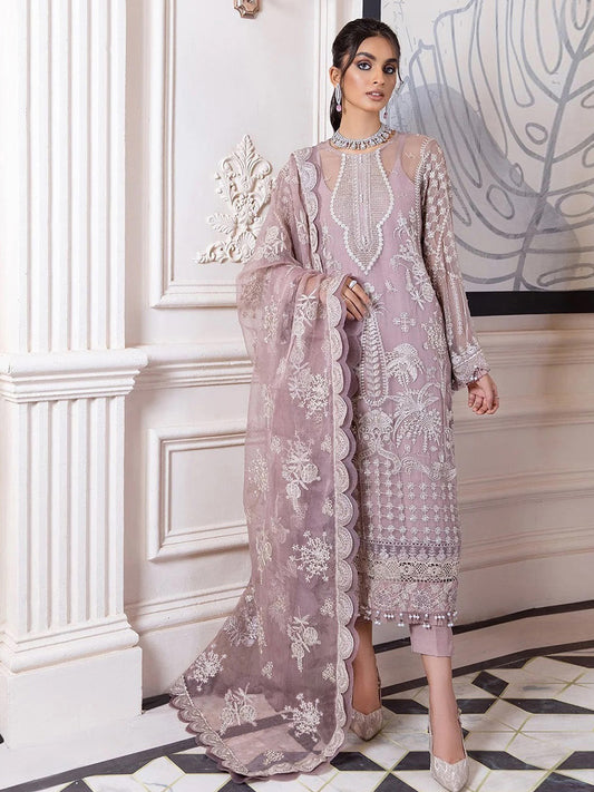 Resham Work Organza Semi Stitched Suit